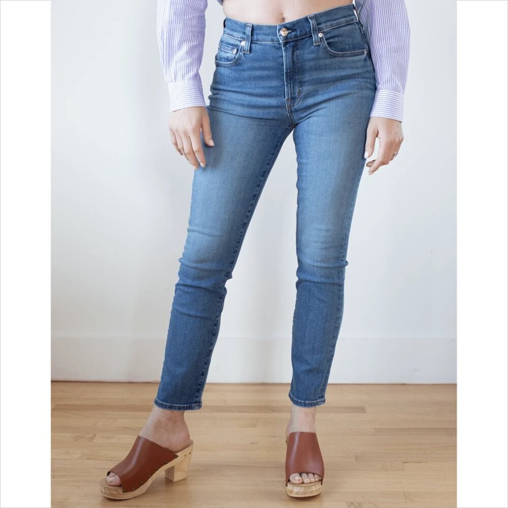 Edwin Bree straight leg ankle jeans mid-rise blue Enigmatic denim stretch new 25